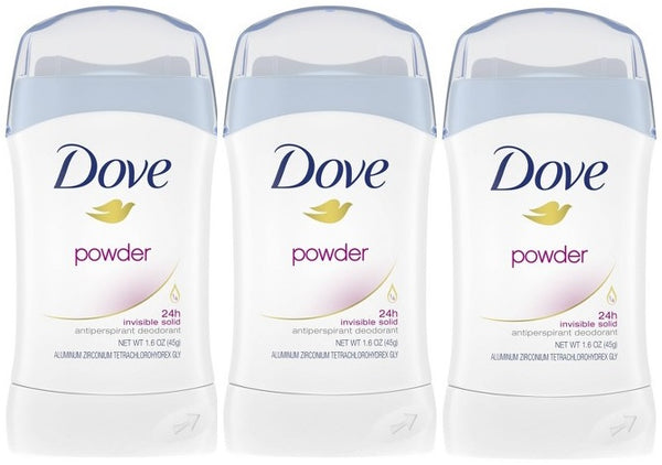 Dove Powder Invisible Solid Anti-Perspirant Deodorant, 1.6 oz. (Pack of 3)