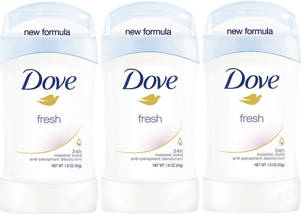 Dove Fresh Invisible Solid Anti-Perspirant Deodorant, 1.6 oz. (Pack of 3)