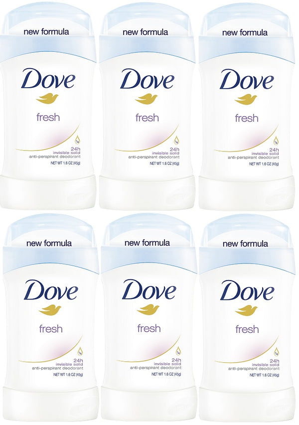 Dove Fresh Invisible Solid Anti-Perspirant Deodorant, 1.6 oz. (Pack of 6)