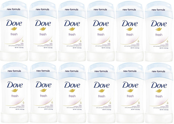 Dove Fresh Invisible Solid Anti-Perspirant Deodorant, 1.6 oz. (Pack of 12)