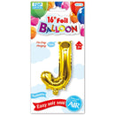 16" Foil Balloon Letter "J", 1-ct.