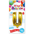 16" Foil Balloon Letter "U", 1-ct.