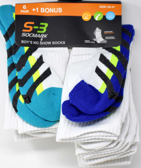Sockmark Boys's 38-41" Assorted Socks, Pair of 6 + 1
