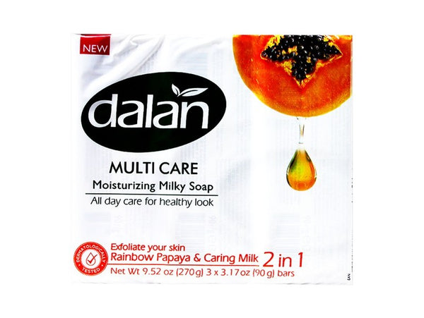 Dalan Multicare Rainbow Papaya & Caring Milk Bar Soap, 3-Pack