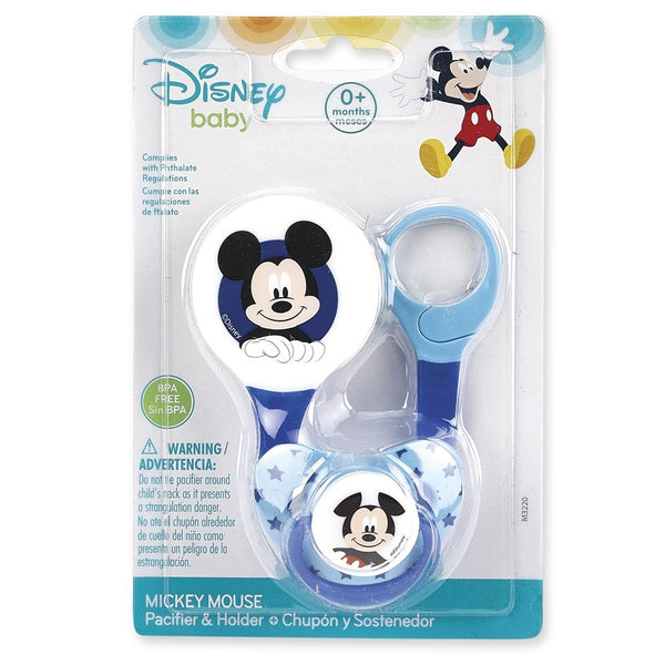 Disney Mickey Mouse Baby Boy Pacifier and Holder, 0+ Months