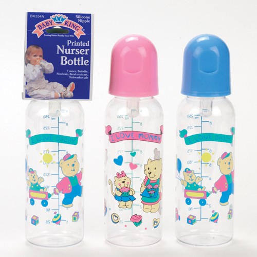 Baby King 9 oz. Printed Nurser Baby Bottle