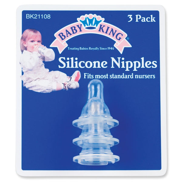 Baby King Baby Silicone Nipples, Medium Flow (4 Pack)