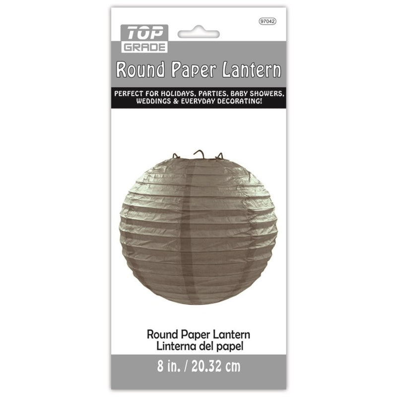Grey Round Paper Lantern 8", 1 ct.