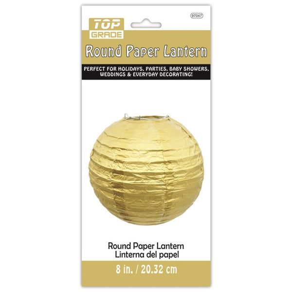 Gold Round Paper Lantern 8", 1 ct.