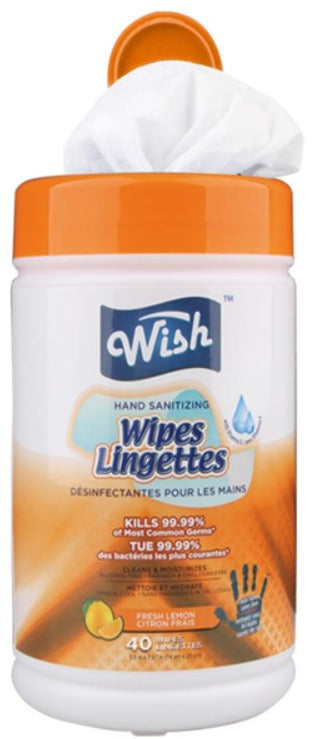 Wish Hand Sanitizing Wipes, Citrus Fresh, Kills 99.99%, 40 Wipes