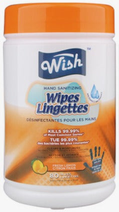 Wish Hand Sanitizing Wipes, Citrus Fresh, Kills 99.99%, 80 Wipes