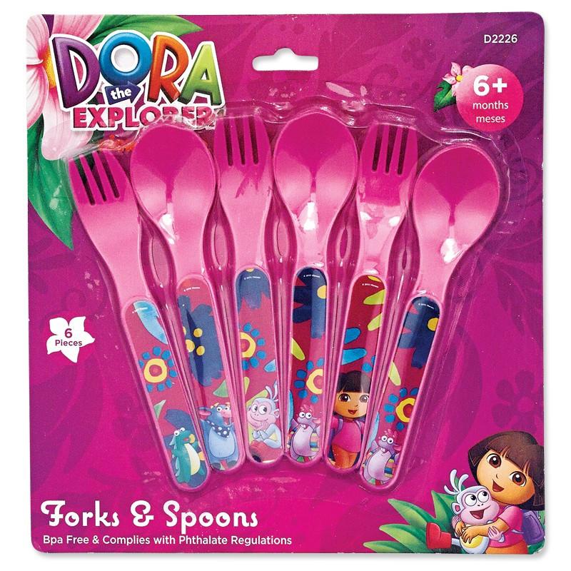Dora The Explorer Plastic Fork & Spoon Set (6 Count)