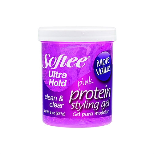 Softee Ultra Hold Pink Protein Styling Gel, 8 oz.
