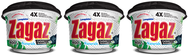 Antibacterial Lavaplatos Zagaz Carbon Activado, 400g (Pack of 3)