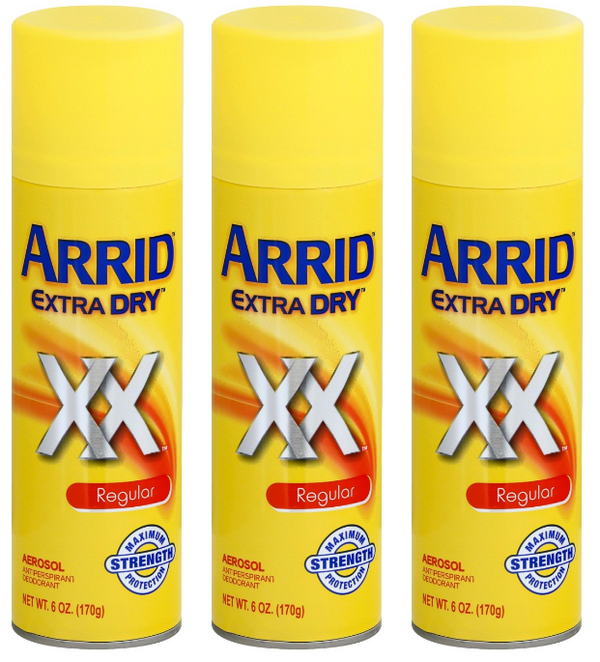 Arrid Extra Dry XX Regular Maximum Strength Deodorant Spray, 6oz. (Pack of 3)