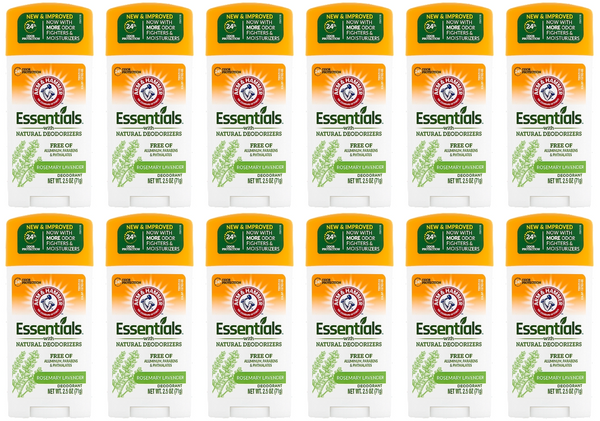 Arm & Hammer Essentials Rosemary Lavender Deodorant Stick, 2.5oz (Pack of 12)