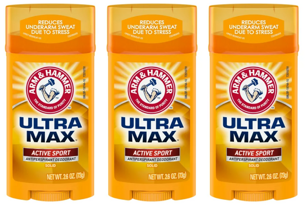 Arm & Hammer Ultra Max Active Sport Antiperspirant Deodorant, 2.6oz (Pack of 3)