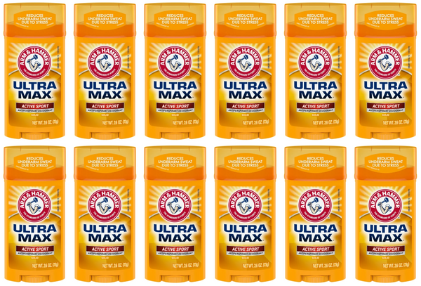 Arm & Hammer Ultra Max Active Sport Antiperspirant Deodorant, 2.6oz (Pack of 12)