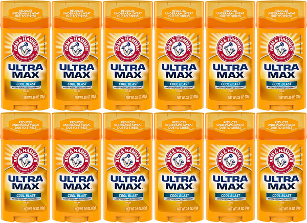 Arm & Hammer Ultra Max Cool Blast Antiperspirant Deodorant, 2.6oz (Pack of 12)