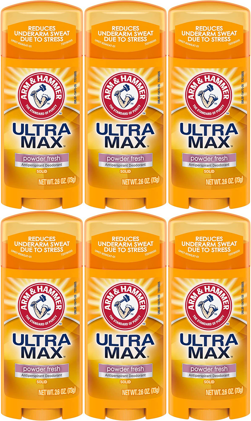 Arm & Hammer Ultra Max Powder Fresh Antiperspirant Deodorant, 2.6oz (Pack of 6)