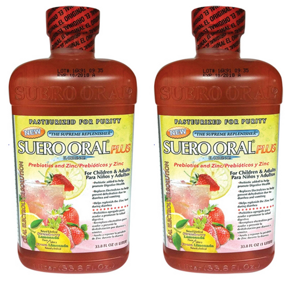 Suero Oral Strawberry Lemonade Flavor Electrolyte Solution, 1 LT (Pack Of 2)