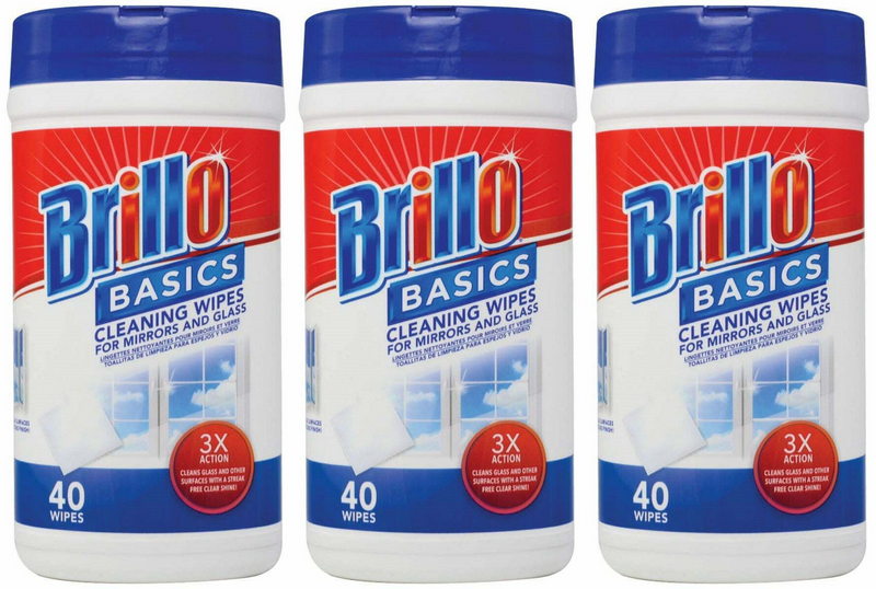 Brillo Basics Cleaning Wipes For Mirrors and Glass, 40 ct. (Pack Of 3)