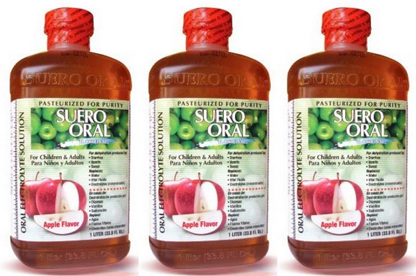 Suero Oral Manzana Apple Flavor Electrolyte Solution, 1 LT (Pack Of 3)