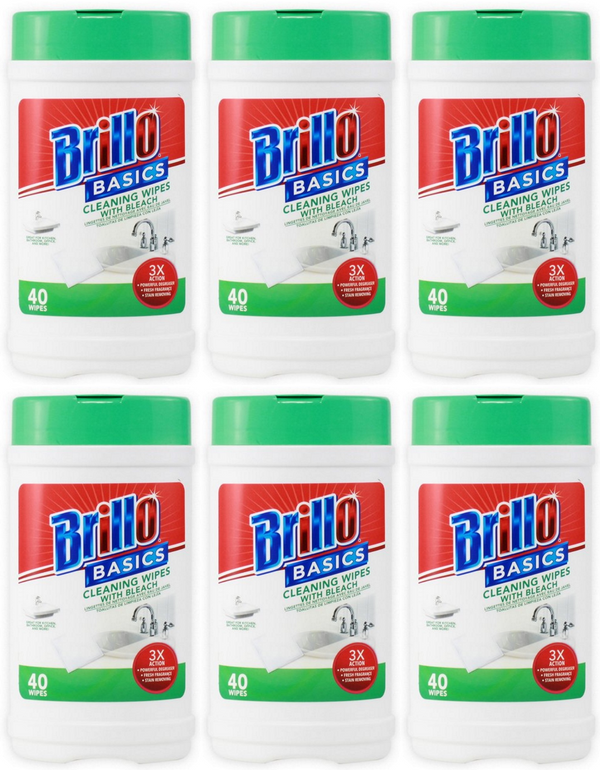 Brillo Basics Cleaning Wipes With Bleach, 40 ct. (Pack Of 6)