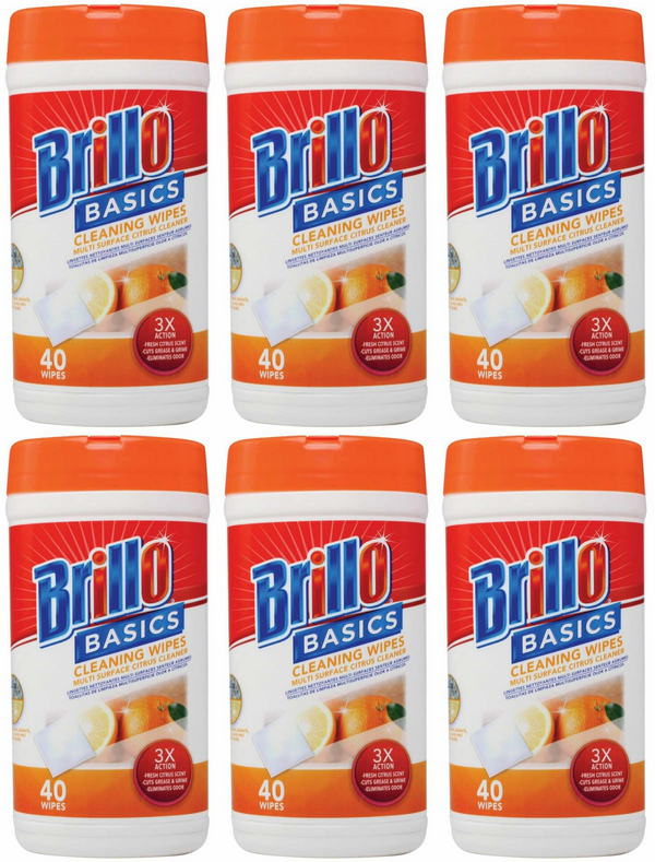 Brillo Basics Cleaning Wipes Multi-Surface Citrus Cleaner, 40 ct. (Pack Of 6)