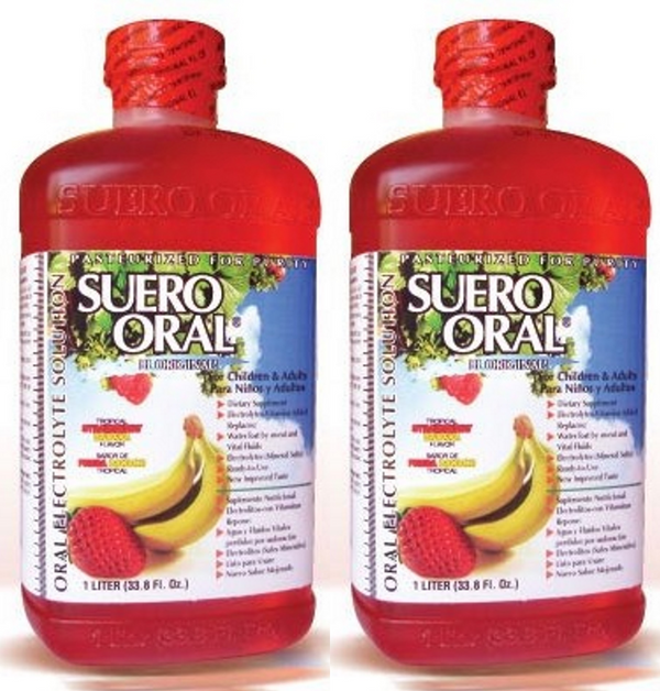 Suero Oral Strawberry Banana Flavor Electrolyte Solution, 1 LT (Pack Of 2)