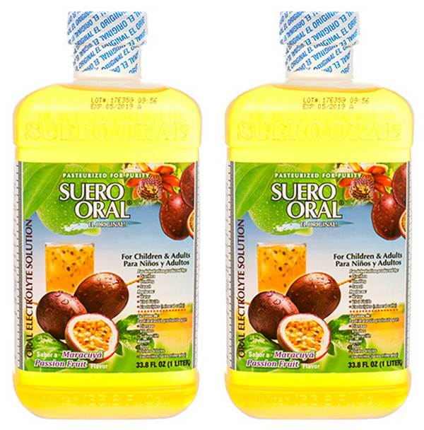 Suero Oral Maracuya Passion Fruit Flavor Electrolyte Solution, 1 LT (Pack Of 2)