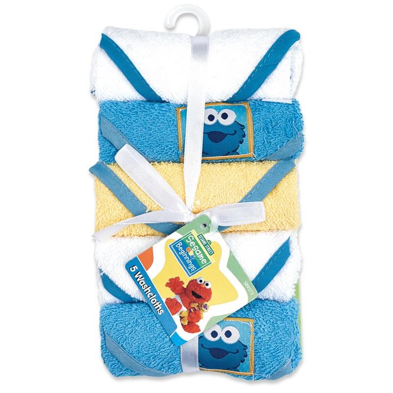 Sesame Street 5 Pack Baby Terry Washcloths